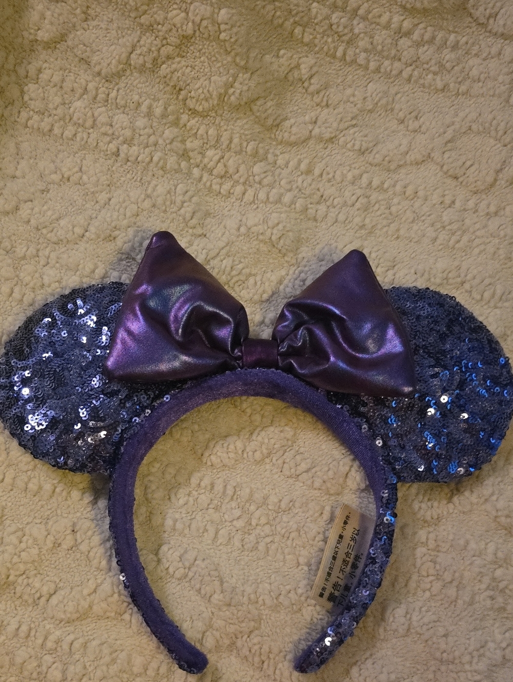 Purple Potion Sequin Minnie Ear Headband with Shiny Bow